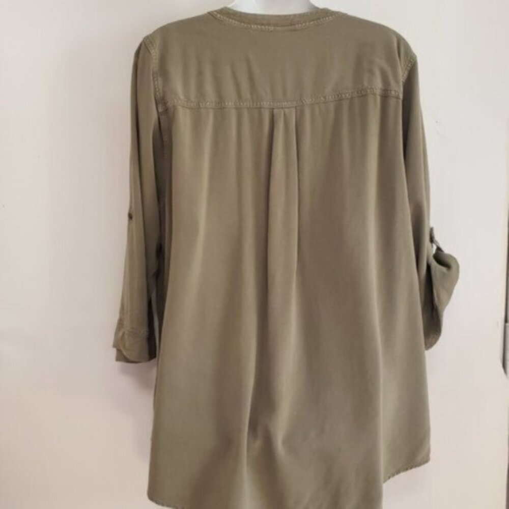torrid Olive Green Button-Front Utility Tunic - Picture 3 of 14